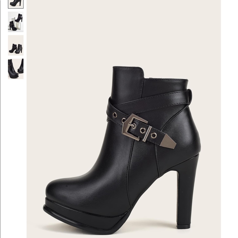 Eyelet Buckle Decor Ankle Boots